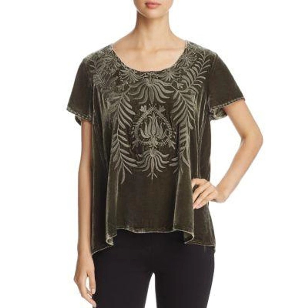 JOHNNY WAS
Saskia Embroidered Velvet Top In Hunter Green XS